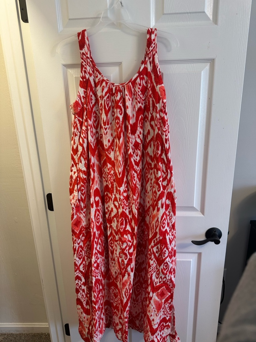 Chico's Red and White Patterned Sleeveless Maxi Dress